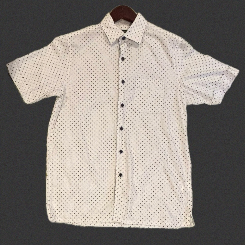 Club Room Men’s Small Diamond Geometric Print Short Sleeve Button Down Shirt